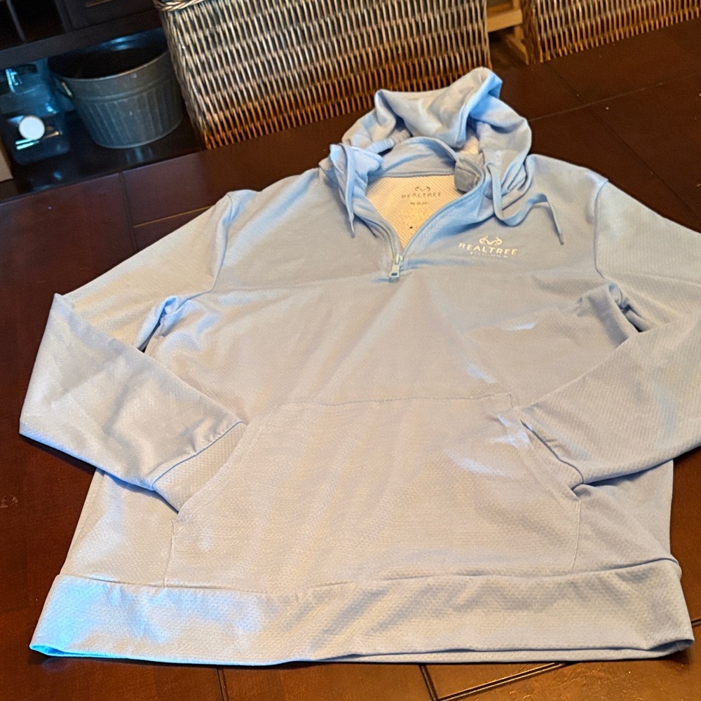 Realtree Light Blue Men’s Quarter-Zip Hooded Pullover